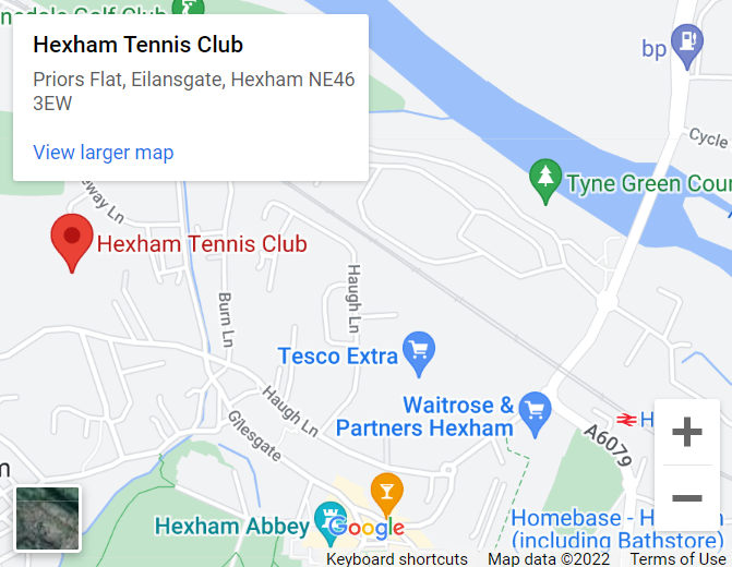 Map and directions to Hexham Tennis Club